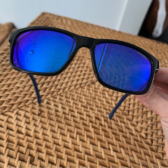 New Carrera 2047T/S Blue Black Sunglasses Lightweight Mirror Lens Rectangle NWOT - Picture 7 of 13